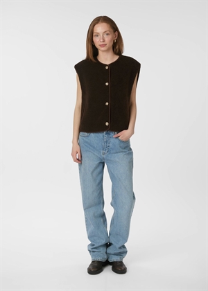 Mariko teddy vest Dark Brown Neo Noir 